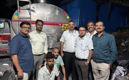 FDA द्वारा नवी मुंबई, महापे,MIDC में एक बड़े दूध मिलावट रैकेट का पर्दाफाश,दूध के टैंकरों में स्किम्ड मिल्क पाउडर और ठंडा पानी मिलाते हुए पकड़ा।